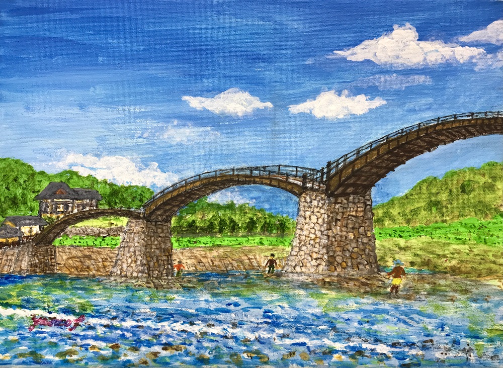 サップ仲間と錦帯橋まで漕いで