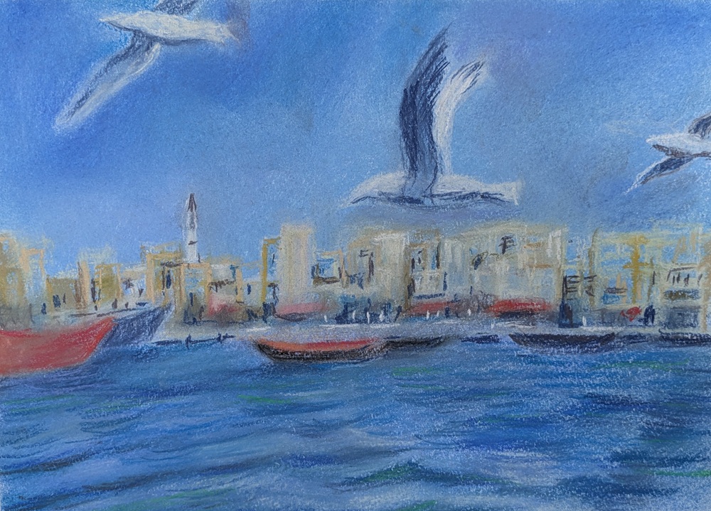 ドバイの水路にて